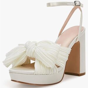 White Platform Bow Knot Heels